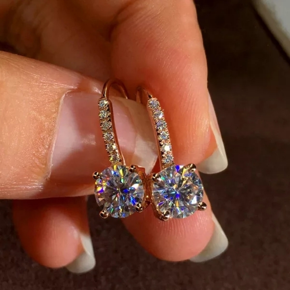 🎈NEW Rose Gold Diamond Drop Earrings - Picture 1 of 2